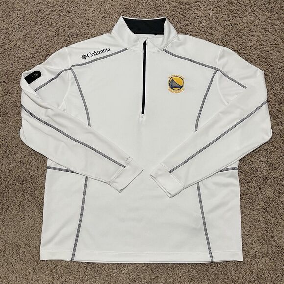 Golden State Warriors Sweatshirt Large White Columbia Omni-Wick Shotgun Pocket - Picture 1 of 13